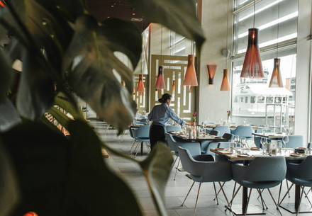 Hotel staff in a hotel restaurant