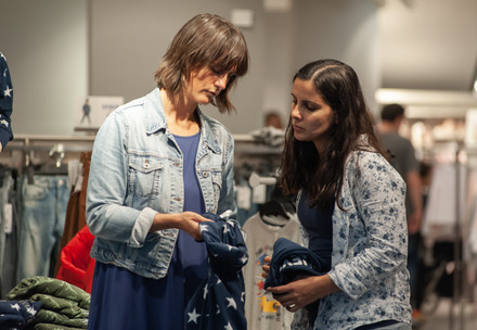 Two women going shopping together for clothes