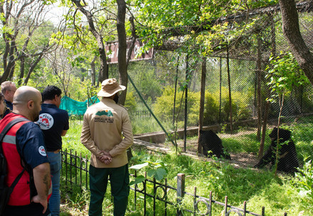 FOUR PAWS team and black bears in a Rescue and Rehabilitation Centre in Islamabad, Pakistan