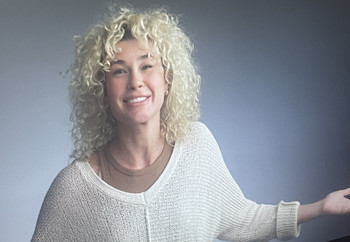 Artist and comedian Lucy Blehar on set at Pollution Studios shoot