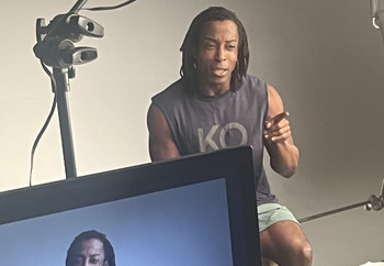 Actor Shaka Smith on set at Pollution Studios shoot