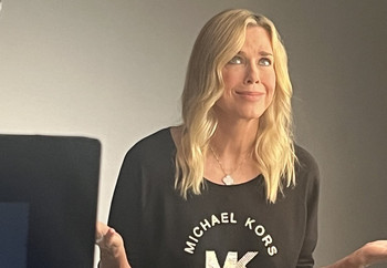 Author and model Kathey Freston on set at Pollution Studios shoot