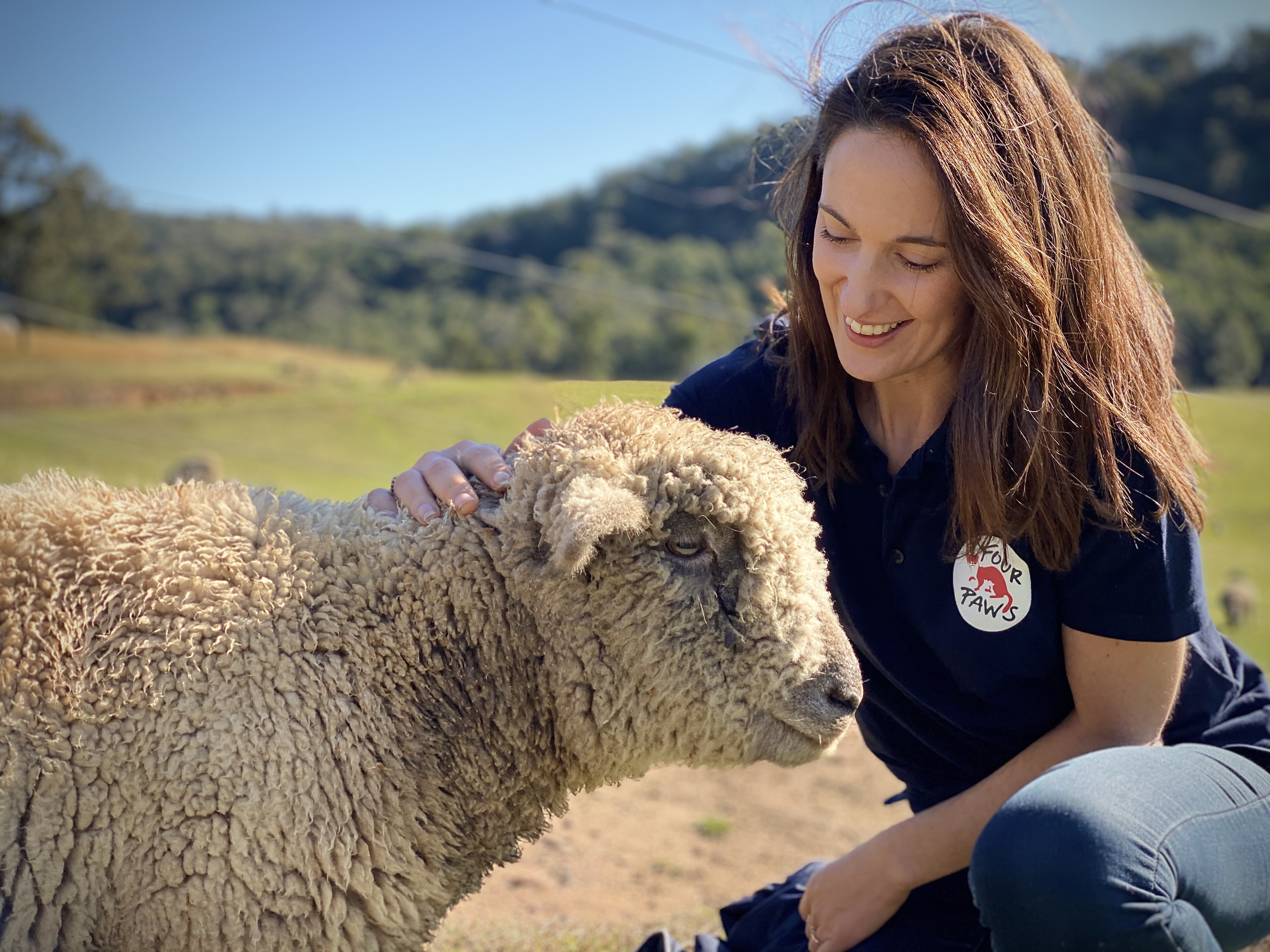 Jessica Medcalf with a sheep 
