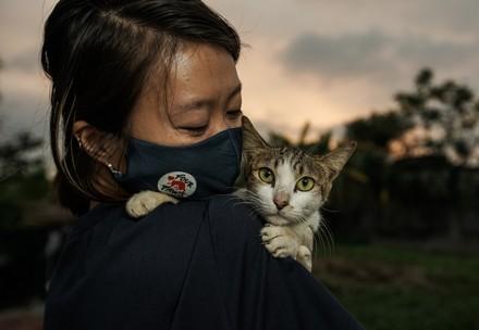 FOUR PAWS team with a rescued cat