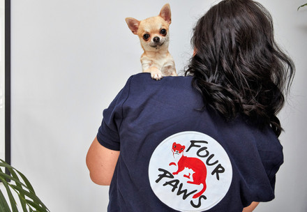 Puppy and FOUR PAWS team member