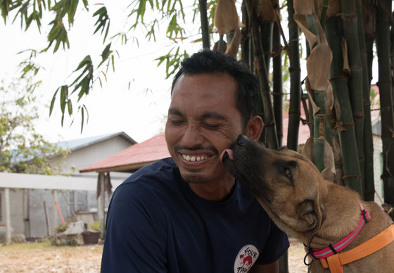 FOUR PAWS caretaker and rescue dog
