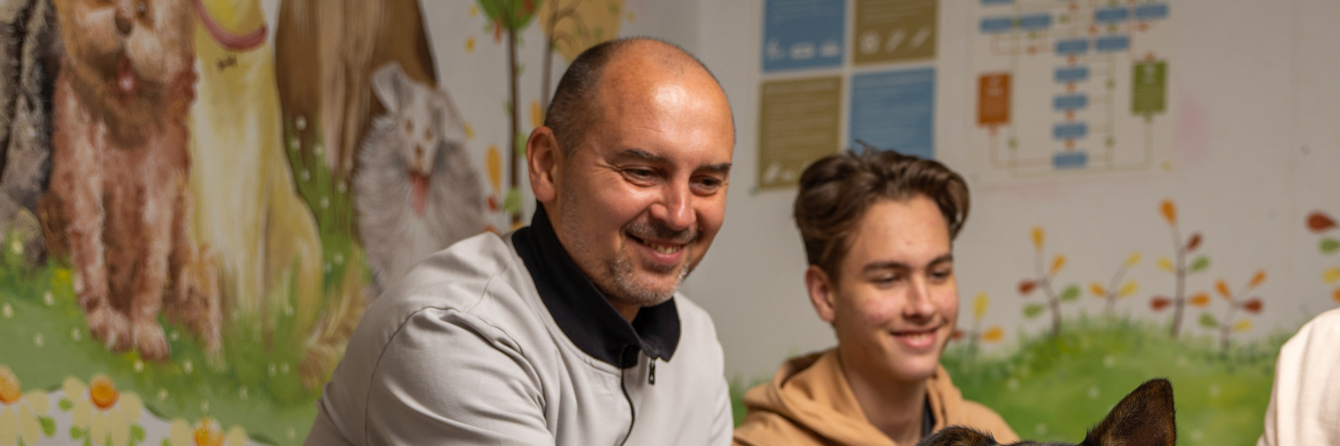 Family with an adopted dog
