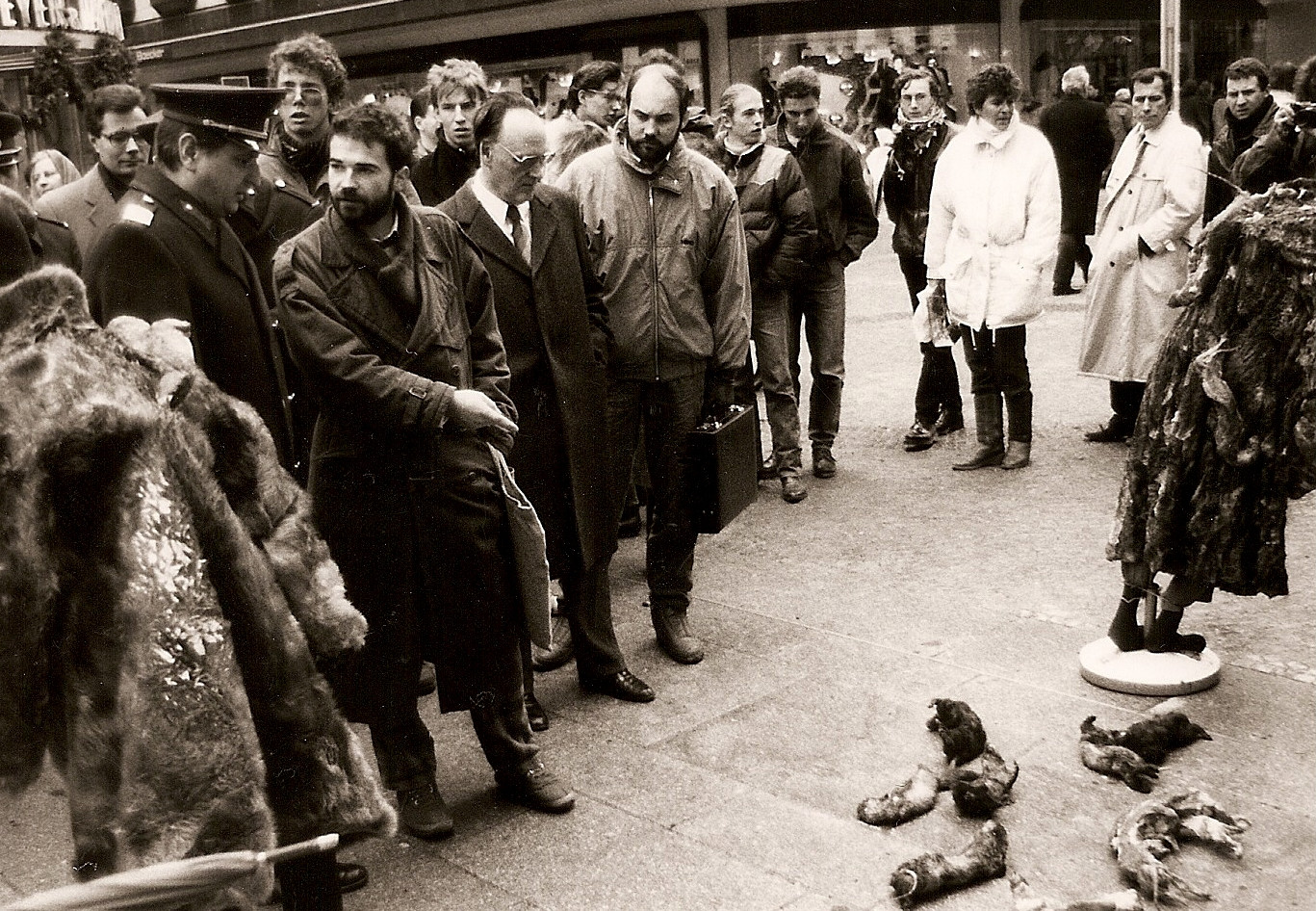 Heli Dungler in the early days, during an anti-fur protest