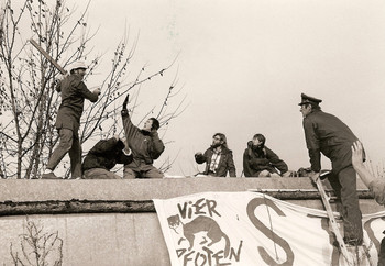 1992 fur demonstration Austria, 1992, activists holding posters and signs
