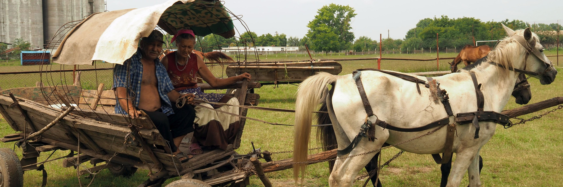 A carriage with two horses in Romania