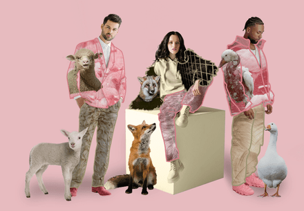 Symbolic image of people with different animals used for clothing materials for the Wear it Kind Directory